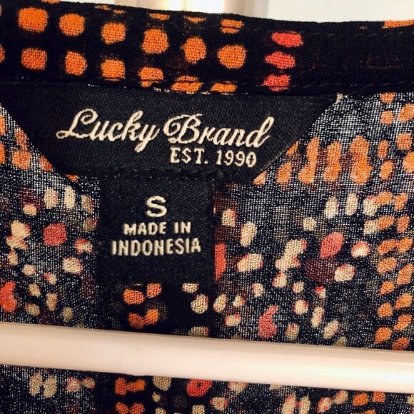 LUCKY Brand Tribal Print Lightly Sheer Blouse /‎ Sz S - Picture 5 of 5